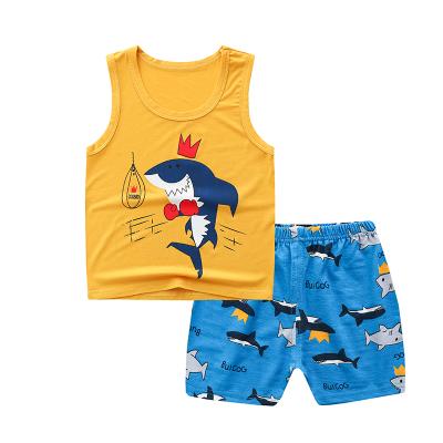 China Kids Clothes Smart Casual Cotton 100% Sleeveless Suits For Two Piece Cartoon Printing For Leisure Design for sale