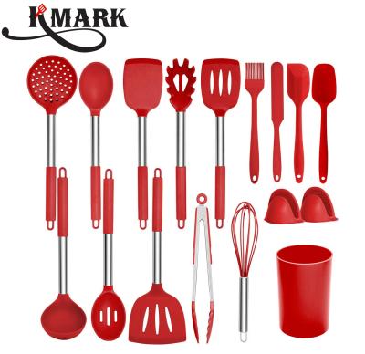 China Best Selling Viable Product 16-Piece Stainless Steel Handle Silicone Kitchen Utensils Set For Kitchen Wares for sale