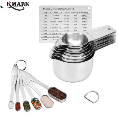 China Full set of viable premium stainless steel measuring cups and spoons with metal measuring equivalents for sale