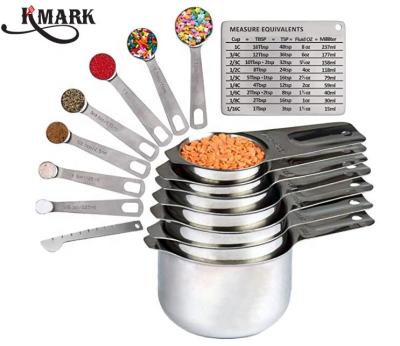 China Sustainable 16 Pcs Set Food Grade Stainless Steel Measuring Cups And Spoons For Liquid Dry Measuring for sale