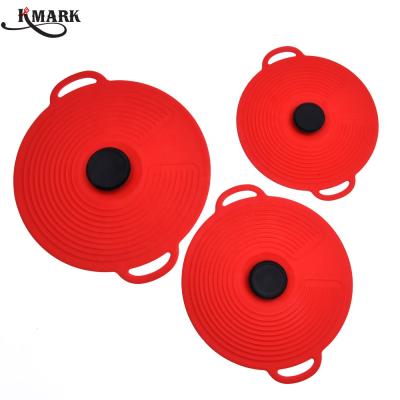 China Non Spill 3 Pieces Waist Cover Hot Sales Multifunctional Silicone Lids For Kitchen Gadgets for sale