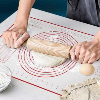 China Sustainable Food Grade Non-Slip Silicon Baking Mat Dough Mat Set With Rolling Pin Heat-Resistant Baking Mat With Measures For Kitchen for sale