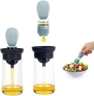 China Viable Glass Olive Oil Bottle And Brush 2 in 1, Silicone Dropper Oil Dispenser Bottle Measuring Kitchen Cooking BBQ for sale