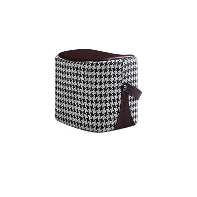 China Luxury Portable Changing Saddle Stools Light Fashion Saddle Chair Sofa Stool Living Room Shoe Removable Nordic Household Houndstooth Cover for sale