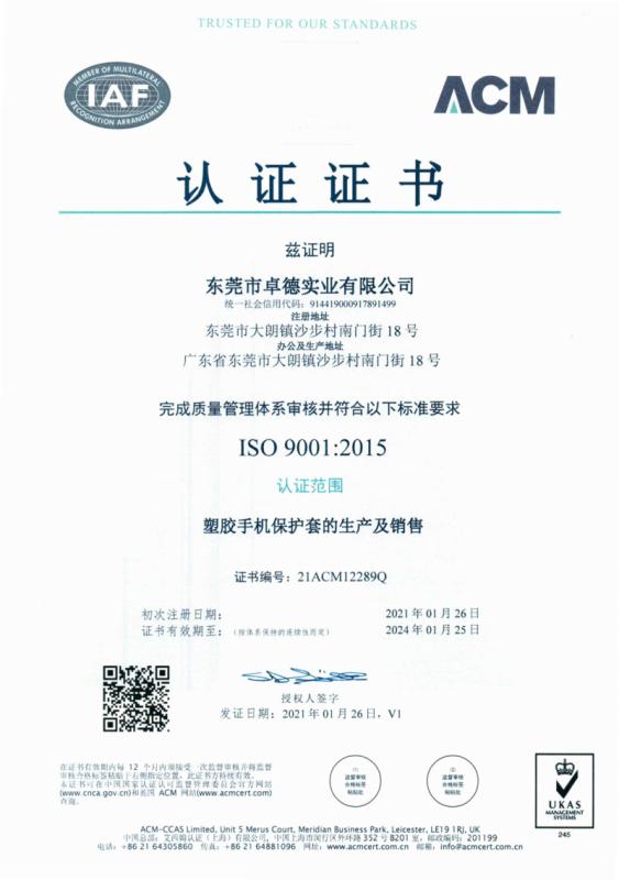 ISO9001 - Dongguan Prosub Technology Co., Ltd.