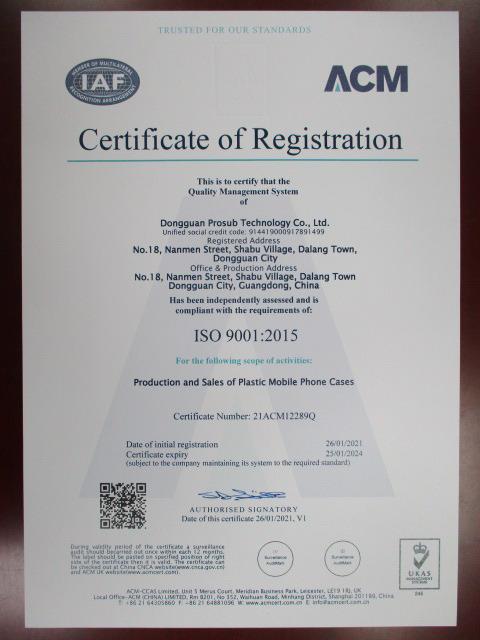 ISO9001 - Dongguan Prosub Technology Co., Ltd.