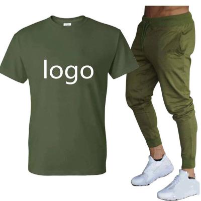 China Wholesale Custom Logo Sportswear Breathable Suits And Full Body Fitness Gym Jogging Tracksuit Set Plain Single Pants T-shirt Two Piece Suit for sale