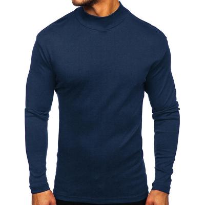 China Anti-wrinkle high - necked men with velvet bottoming shirts in winter plus European and American velvet men's long sleeve t-shirt for sale