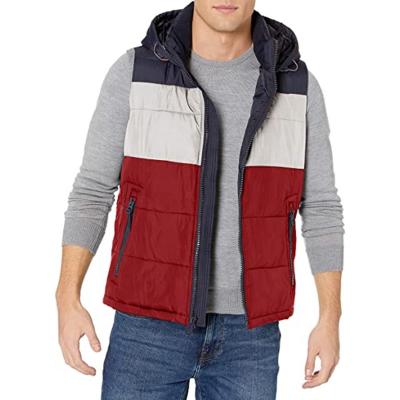 China Custom Made Oversized Waterproof Winter Patchwork Women's Striper Vest Casual Women's Striper Vest With Hood for sale