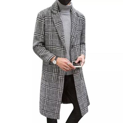 China Ditch Peas Notch Mens Viable Mid Long Casual Plaid Lapel Single Breasted Plus Size Men's Jackets for sale