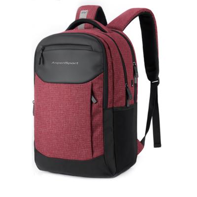 China With USB ASPENSPORT Wholesale School Backpack Men Fashion Bookbag Large Capacity Lightweight Stylish Lightweight For Girl Black/Red for sale