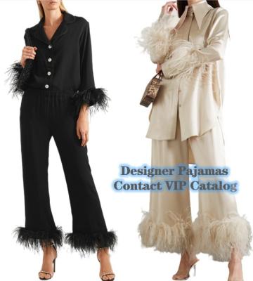 China 2022 Luxurious QUICK DRY Classic Party Pajamas Customization Sleepwear Pajamas With Feathers Designer Pajamas for sale