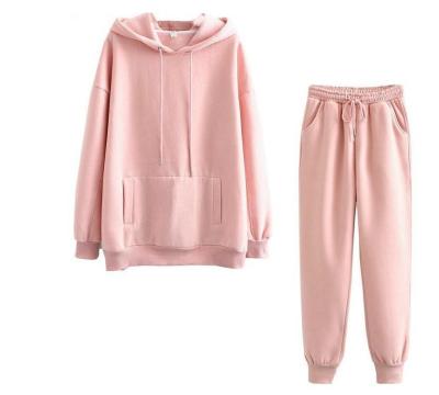 China Hot Selling Anti-wrinkle Suits Solid Color Tracksuit Women Sweatsuit Custom Simple Two Piece Crop Hoodie Sets for sale