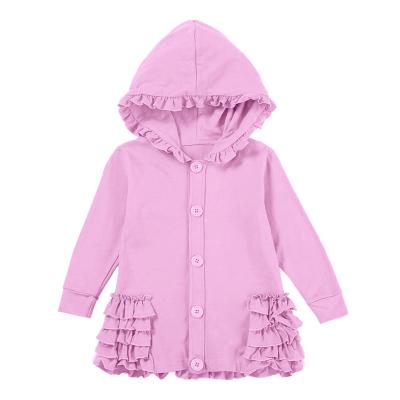 China 2021 New Arrival Pink Breathable Kids Comfortable Knit Cotton Button Long Sleeve Girls Hooded Solid Jacket for sale