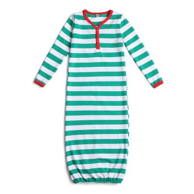 China 2022 Baby Pajamas Thermal Wholesale Stripe Knit Cotton Fabric Fall And Winter Sleepwear Children Nightgown for sale