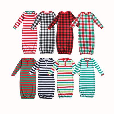 China Christmas Breathable Low Cost Casual Long Sleeves Stripe And Plaid Cotton Baby Small Sleeping Bags for sale