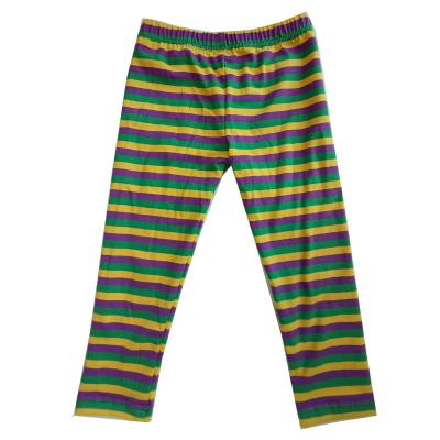 China Wholesale Mardi Gras Girls Kids Trousers Viable High Quality Elastic Casual Stripe Pants for sale