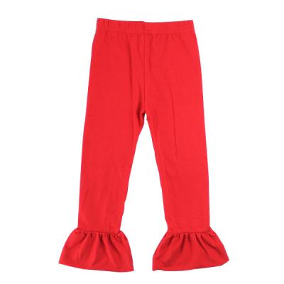 China Breathable Vintage Spring Girls Flare Solid Simple Kids Girls Ruffle Pretty Pants Empty Pants for sale