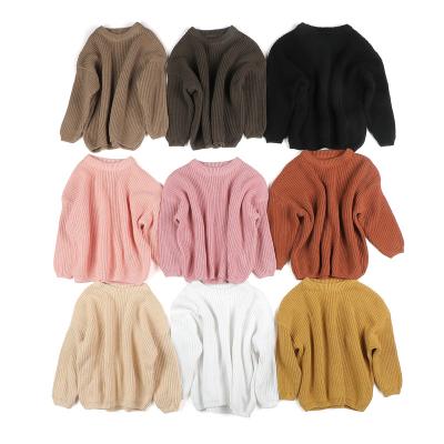 China Anti-shrink in the long neck solid color kids girls casual sweater wholesale running sleeves o for sale