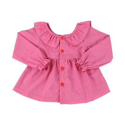 China New Design Anti-pilling Chiffon Top Custom Button Down Cute Ruffle Full Sleeve Babies T-shirts for sale