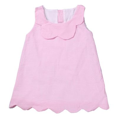 China Wholesale Breathable 100% Cotton Tank Dress With Button Adorable Toddler Girls Cotton Seersucker Dresses for sale