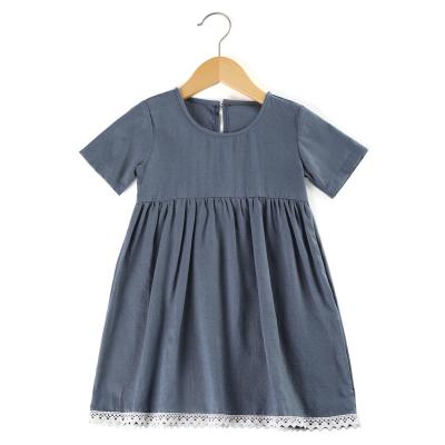 China 2022 Summer Model Canvas Dress Anti-static High Quality Sleeve Shorts Lace Baby Dresses for sale