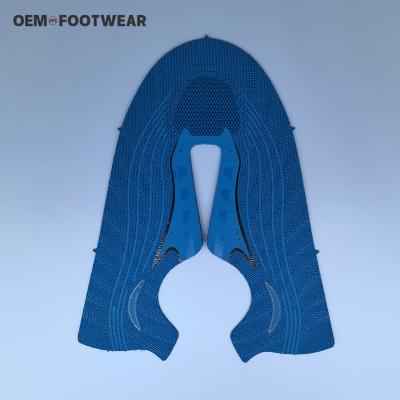 China Comfy Custom Latest Knit Cotton Fabric Sneaker Sport Upper Show Bums Materials Embossed Semi Finished Ladies Knitting Vamp Shoe Upper for sale