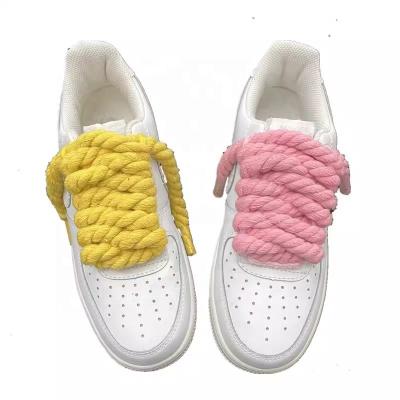 China Customized Round Thick Color 10mm Round Cotton Rope Twisted Laces For Low Shoes Laces for sale