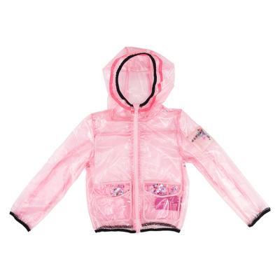 China Girl's Shiny Rain Coat Sequin Sequin Color For Pocket & High Quality Kids Outdoor Transparent Hooded Raincoat Children Girls Rain Jacket PU Patch Pink Waterproof Rain Coat for sale