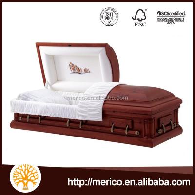 China Antique Wooden Casket SEDONA Tall Cedar China Funeral Caskets Solid Polish American Style for sale