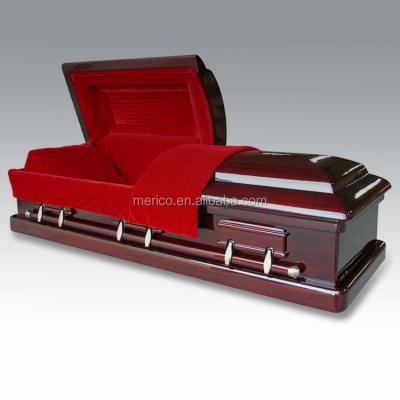 China Style American Magistrate Red Wooden Casket And Casket With Casket Handle Photobooth for sale