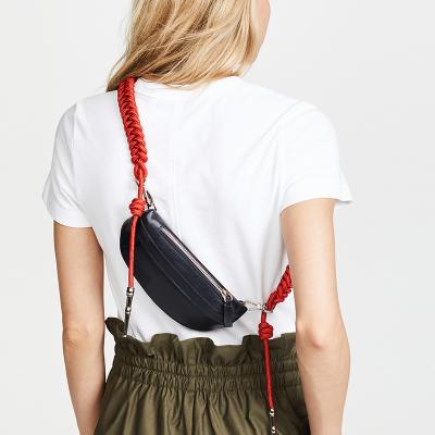 China Fashion New Style Braided Shoulder Straps Fashion PU Bag Leisure PU Leather Waist Bag for sale