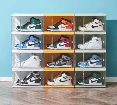 China Clear Modern Plastic Shoe Storage Sneaker Case Shoe Casest Storage Stackable Shoe Rack Box for sale