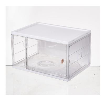 China Modern Front Clear Acrylic Magnetic Plastic Shoe Storage Transparent Drop Display Box for sale