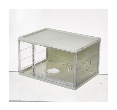 China Folding Acrylic Transparent Stackable Plastic Box Shoe Organizers Shoe Storage Boxes for sale