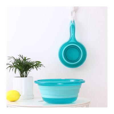 China New Design Sustainable Collapsible Transparent Kitchen Plastic Collapsible Water Scoop With Collapsible Handle for sale