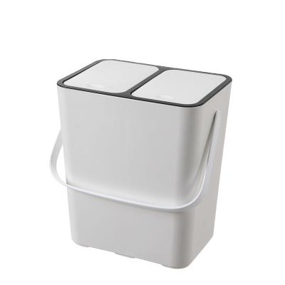 China Japanese style living room bathroom and kitchen 2 compartment trash classification creative plastic trash can for sale