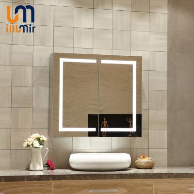 China Modern Modern Fashion Wall Mount Illuminated LED Lighted Medicine Mirror Bathroom Mirrored Cabinet for sale