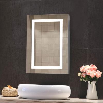 China Modern Wall Mounted LED Light Source Bathroom Mirrored Cabinet for sale