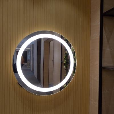 China Hot Selling Frameless Round Illuminated Wall Mounted Lighted Make Up LED Bathroom Mirror With Touch Sensor Switch for sale