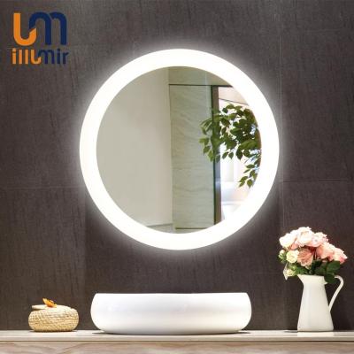 China Bright Smart Dimming And Color Adjusting Temperature Round Decorative Wall Mounted Bathroom LED Mirror for sale