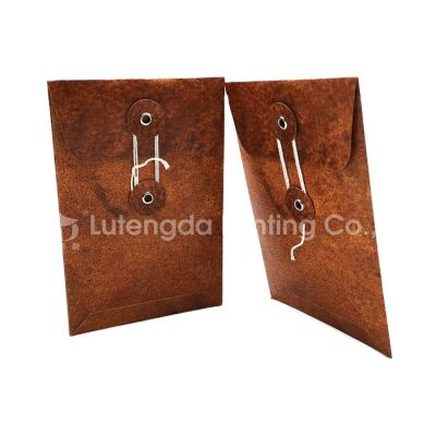 China Eco - Friendly Custom Printing Kraft Brown Kraft Paper Envelope With Button And String for sale