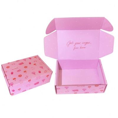 China Recyclable Recycle Paper Printing Packaging Box Customized Colorful Pink Mailer Corrugated Boxes With Good Quality For Gift for sale