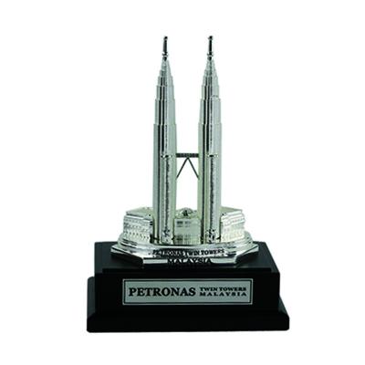 China World Famous Building Souvenir 3D Model Metal 3D Metal Petronas Twin Towers Landmark Culture Malasia Souvenirs for sale