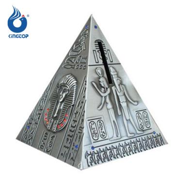 China Europe 3D pyramid shaped coin bank metal for sale