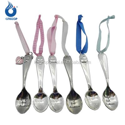 China Promotion Gifts Baby's First Christmas Gifts Spoon Shape Metal Ornament for sale