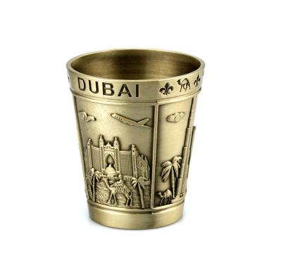 China Antique Imitation Custom Logo Souvenir Metal Gift Tourist Shot Glass Cups for sale