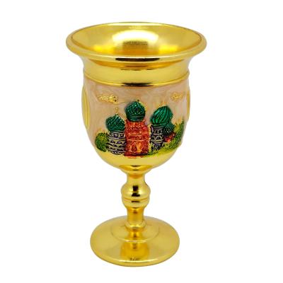 China Wholesale Custom Colorful Thailand Wine Goblet Feet Tall Mugs, Metal Souvenir Mug for sale