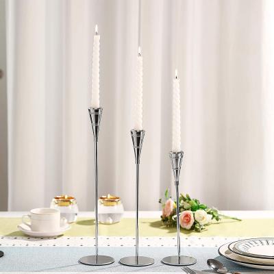 China Simplicity Candle Holders, Silver Candlestick Holders, Decorative Candlesticks Set of 3 for Wedding and Holiday Decor for sale