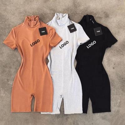 China QUICK DRY Causal Half Summer One Piece Bodycon Women's Brand Logo 2022 Neck Highs Overalls Shorts Rompers and Tracksuits Women Overalls for sale